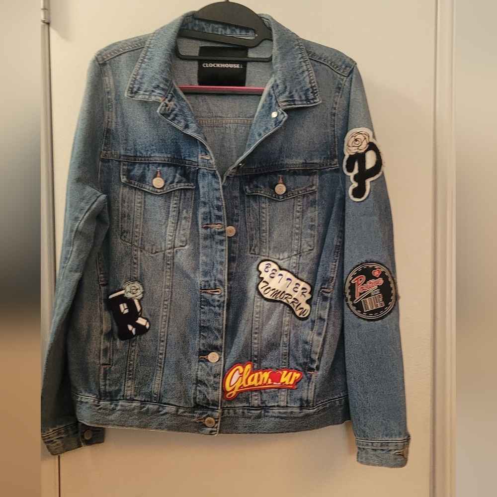 Blue Denim Jacket with Patches